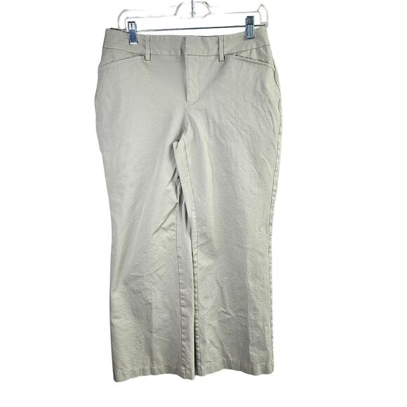 Eddie Bauer Curvy FIt Pants Khaki Cotton Stretch Elastic Waist Size 8 Career - Picture 1 of 14